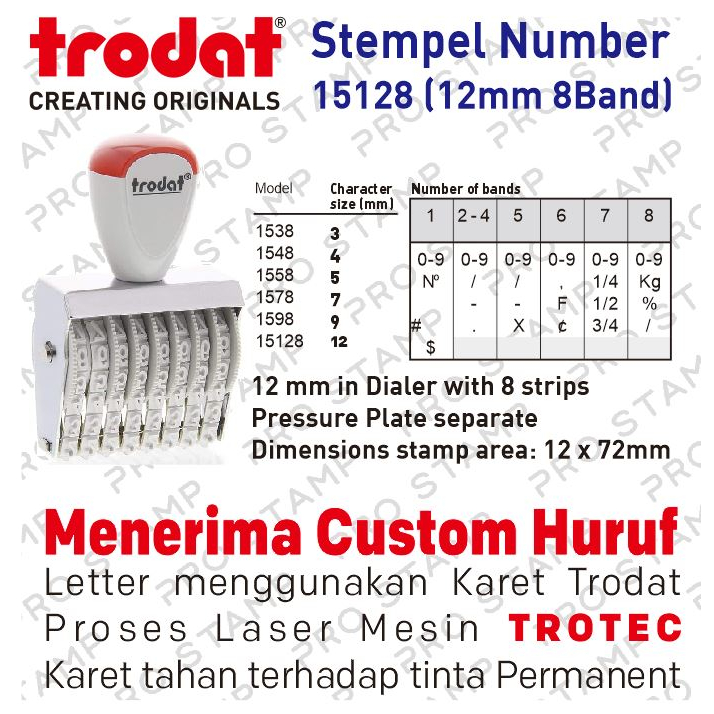 

Stempel Manual Angka 8 Digit 12mm / Trodat 15128