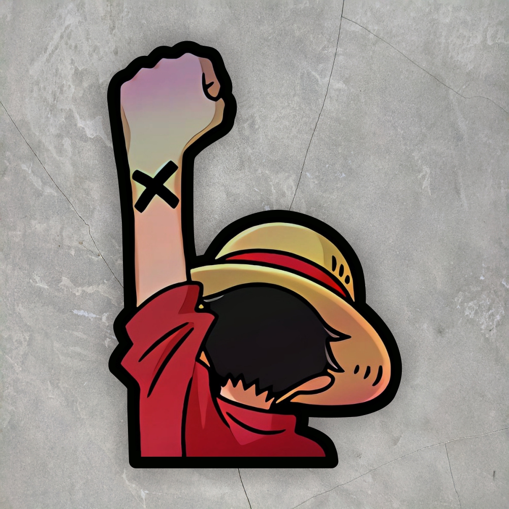 

Sticker Anime One Piece Monkey D Luffy Hologram ukuran 7 cm sticker case hp dll