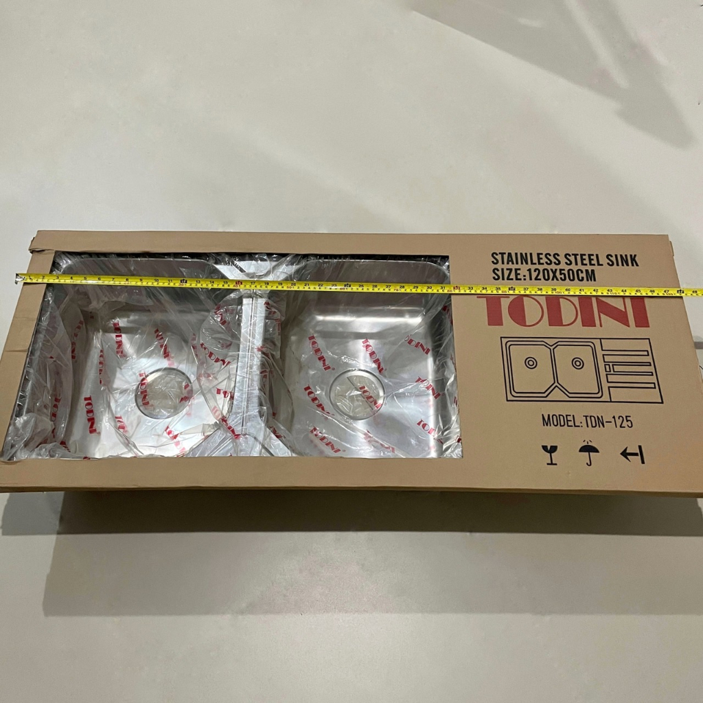 Bak cuci Piring Kitchen sink BCP Stainless Sayap 2 Lubang TDN125 Merk Todini