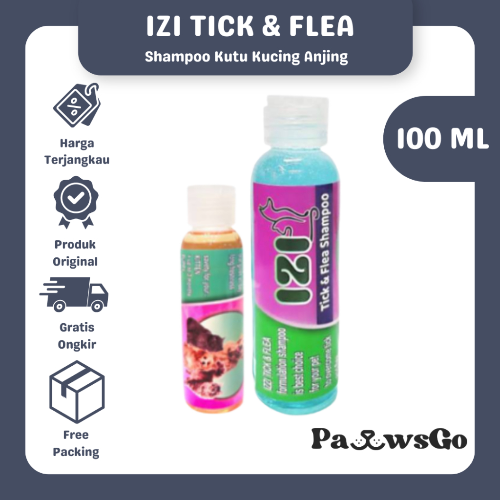 Izi Shampoo Tick Flea 100ml - Shampo Kutu Kucing - Shampo Kutu Anjing - Shampo Anti Kutu Kucing - Sh