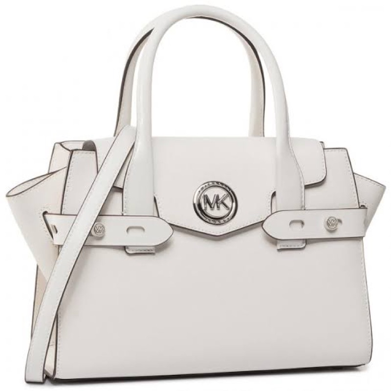 MICHAEL KORS CARMEN FLAP SATCHEL OPTIC WHITE
