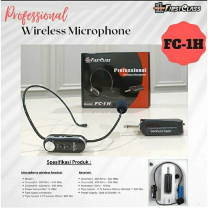 mic headset wireless firstclass fc 1h mic wireless headset