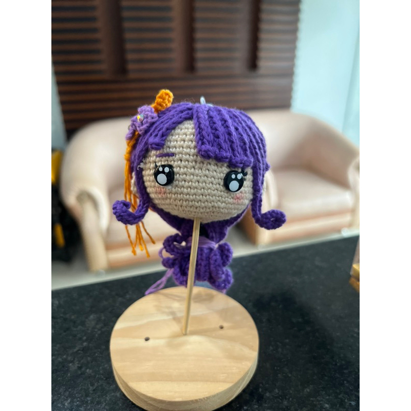 raiden shogun genshin impact keychain / gantungan kunci boneka rajut amigurumi