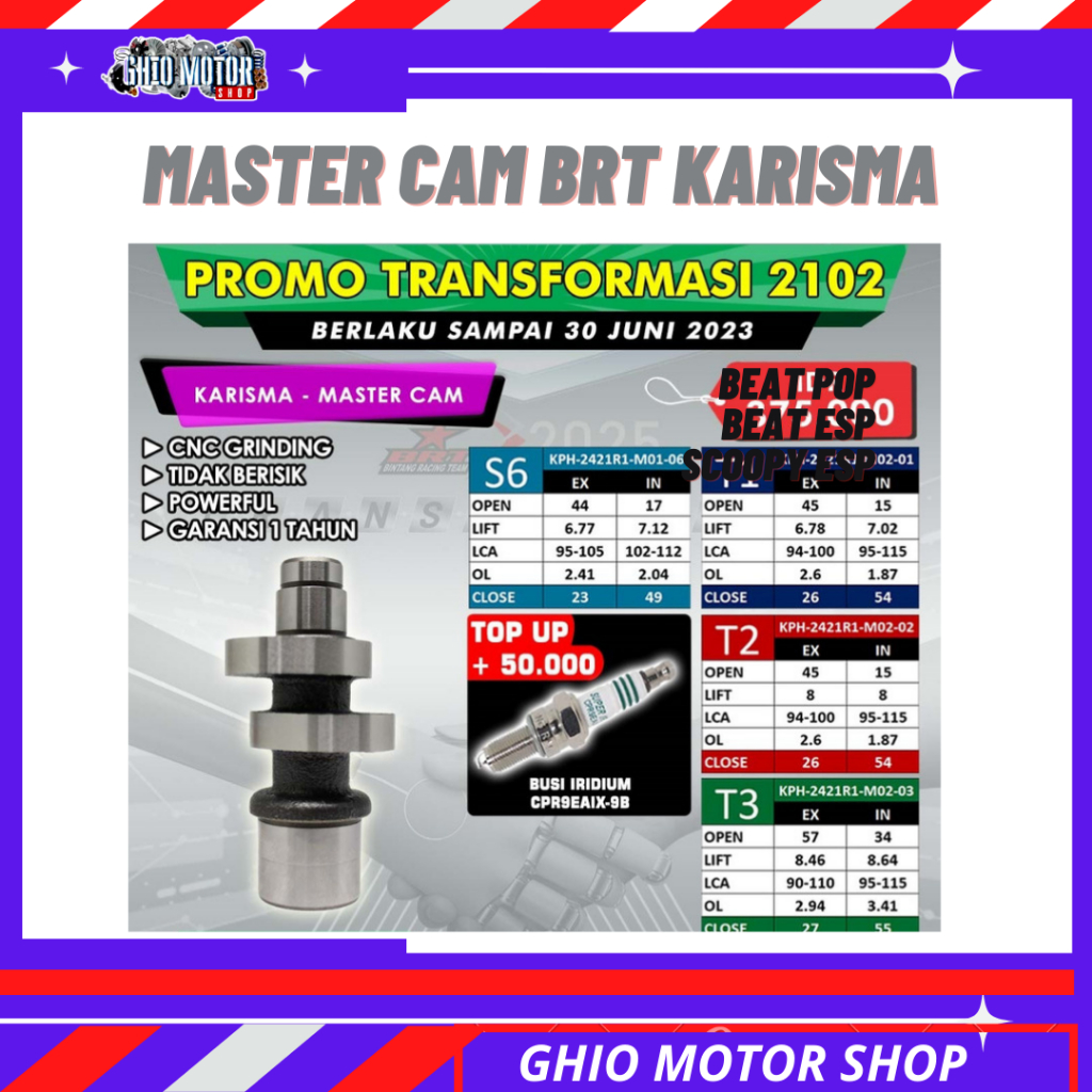 MASTER CAM BRT KPH KARISMA SUPRA X 125 NOKEN AS BRT KARISMA SUPRA X 125 MASTER CAM BRT KARISMA SUPRA