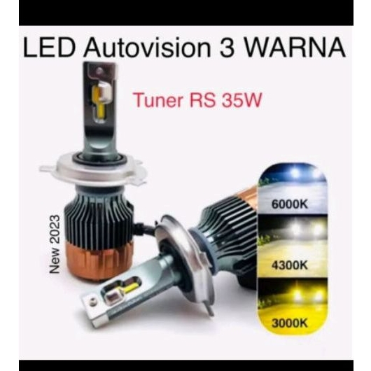 LED H4 Autovision 3 Warna Garansi 1 tahun Original Resmi