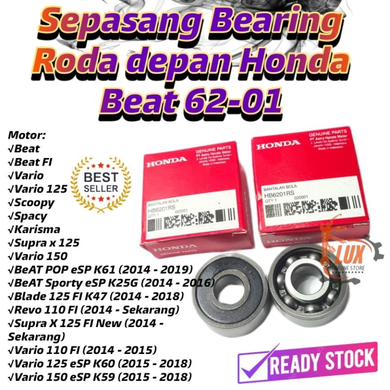 Sepasang Bearing Roda depan Honda Beat / Laher Roda depan Honda Beat FI Vario Scoopy Vario 125 , Spa