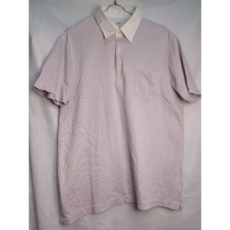 PRELOVED UNIQLO KEMEJA PRIA STRIPE PURPLE