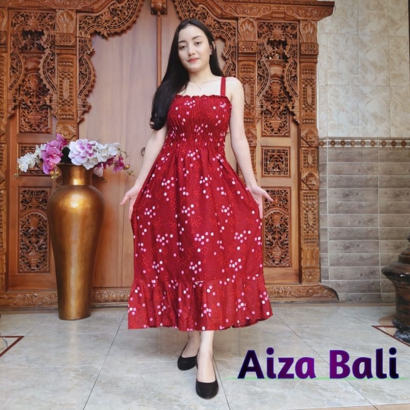 Dress Canda Becca Tali Kerut Rayon Super Model Dada Smock Daster Sexy Busui Longdress Wanita Dres Te