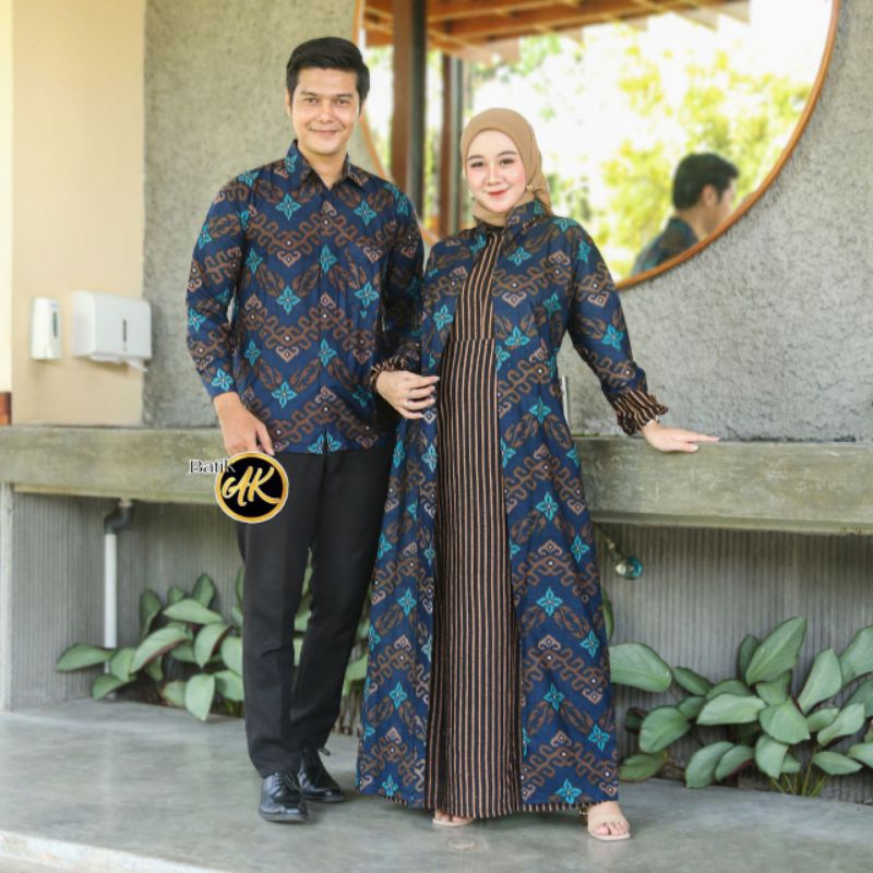 Batik Dua Putri - BATIK COUPLE GAMIS CARDY BATIK PASANGAN SUAMI ISTRI KEMEJA LENGAN PANJANG