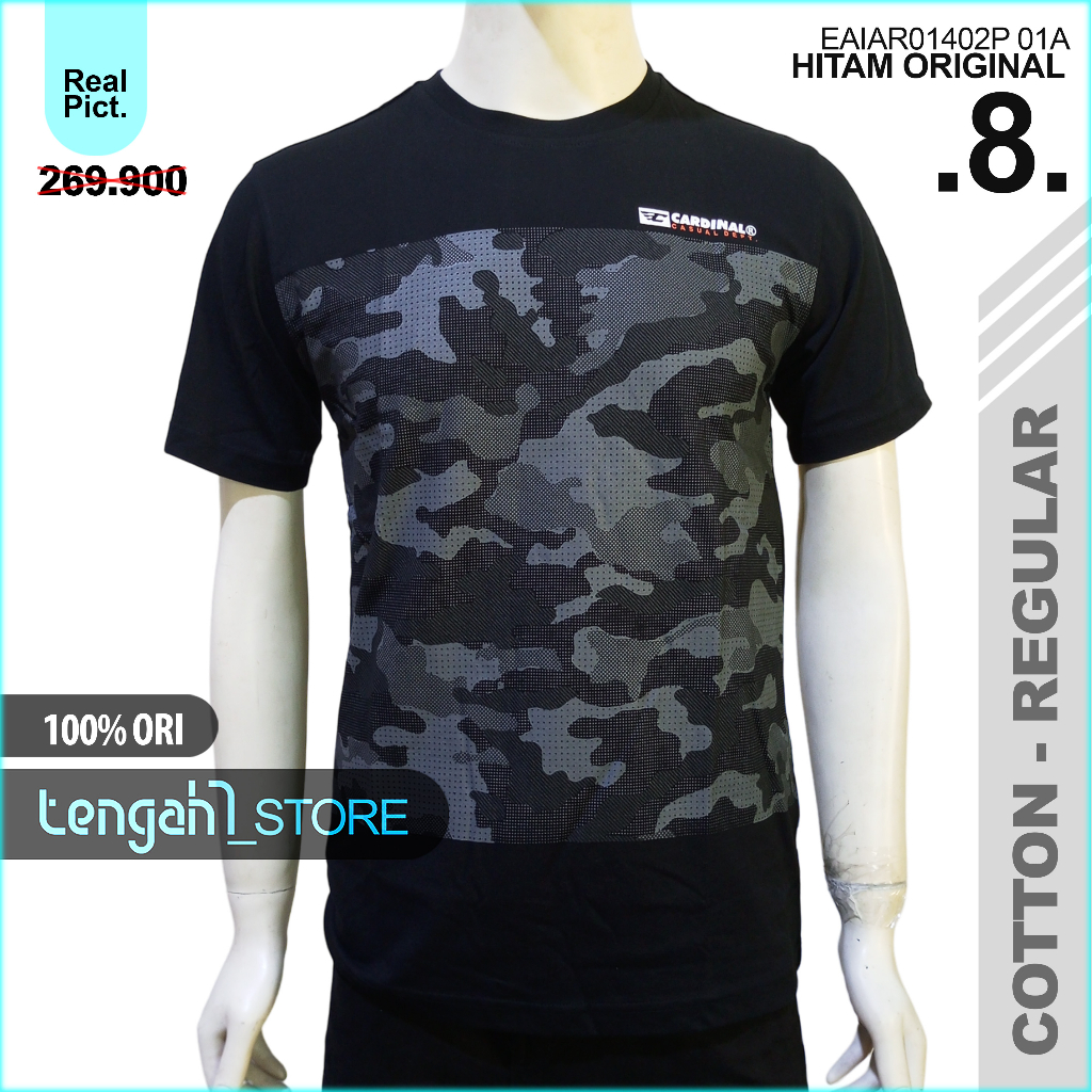 【COD】Kaos Pria Lengan Pendek Pola Reguler CARDINAL | T-shirt Pria Hitam 1