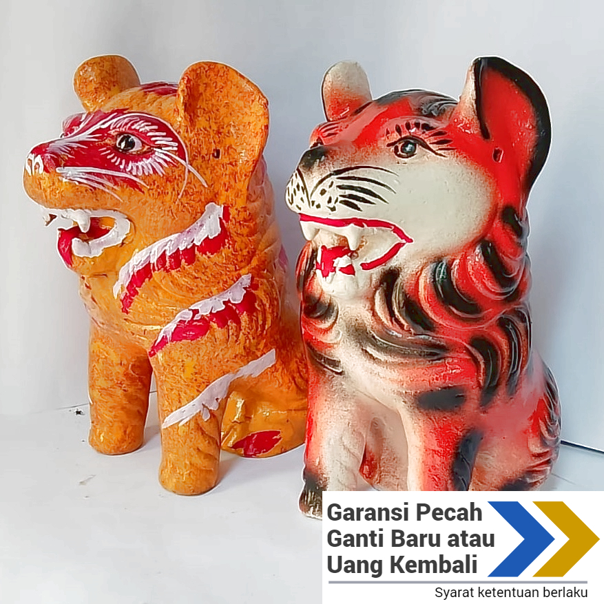 Celengan macan harimau singa tanah liat premium jumbo celengan target karakter unik murah garansi pe