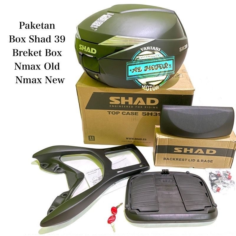 PAKETAN BOX SHAD SH39 DAN BREKET BOX NMAX OLD NMAX NEW PAKET BOX SHAD SH-39 PLUS DUDUKAN BOX NMAX