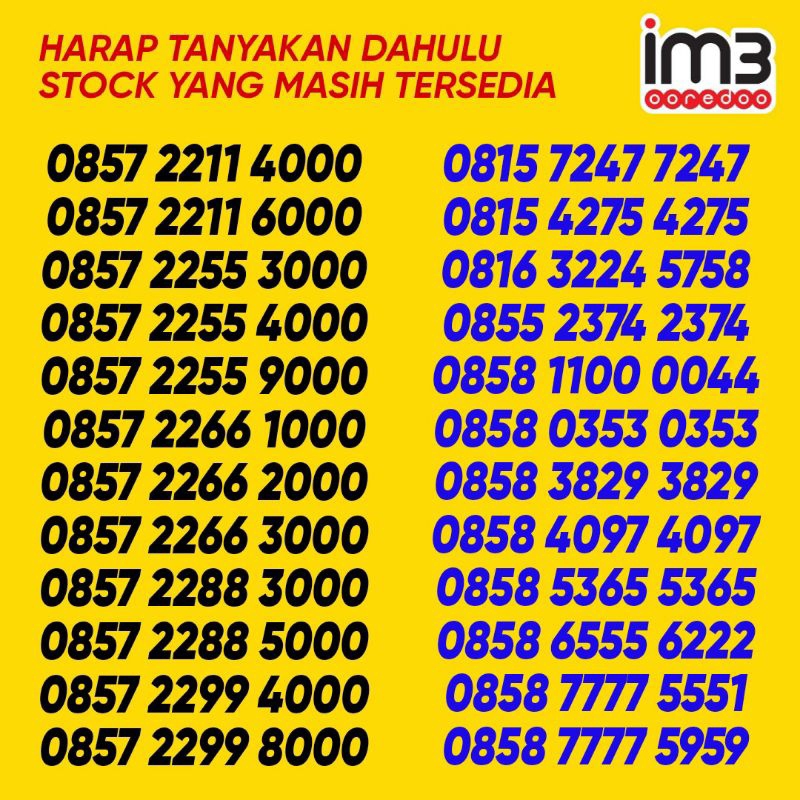 NOMOR CANTIK IM3 INDOSAT OOREDOO