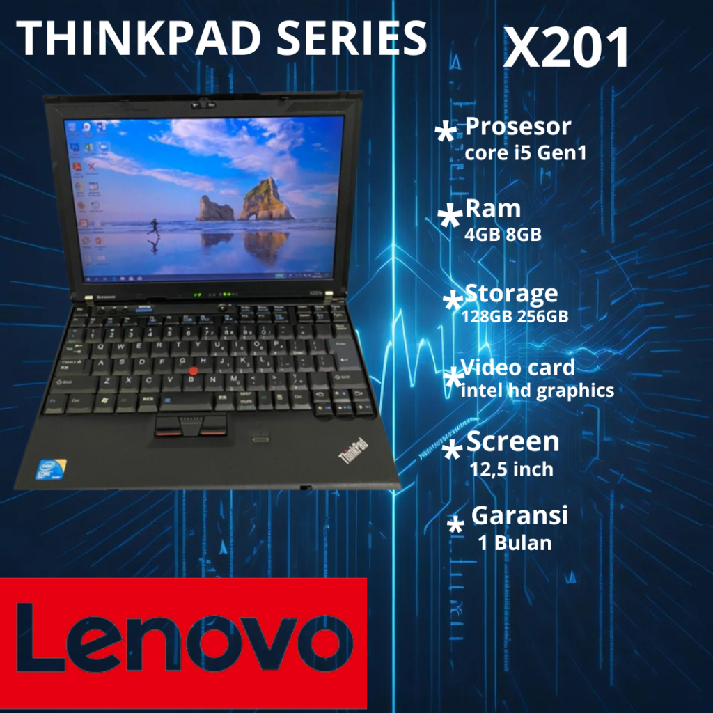 Laptop Lenovo thinkpad termurah core i5 Gen1 X201 Ram 4GB HDD 500GB