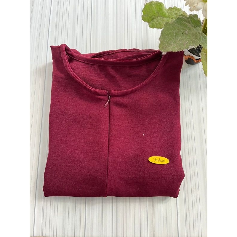 [BEST SELLER] Daily Polos Long Busui | Gamis Simple Abaya-Maroon