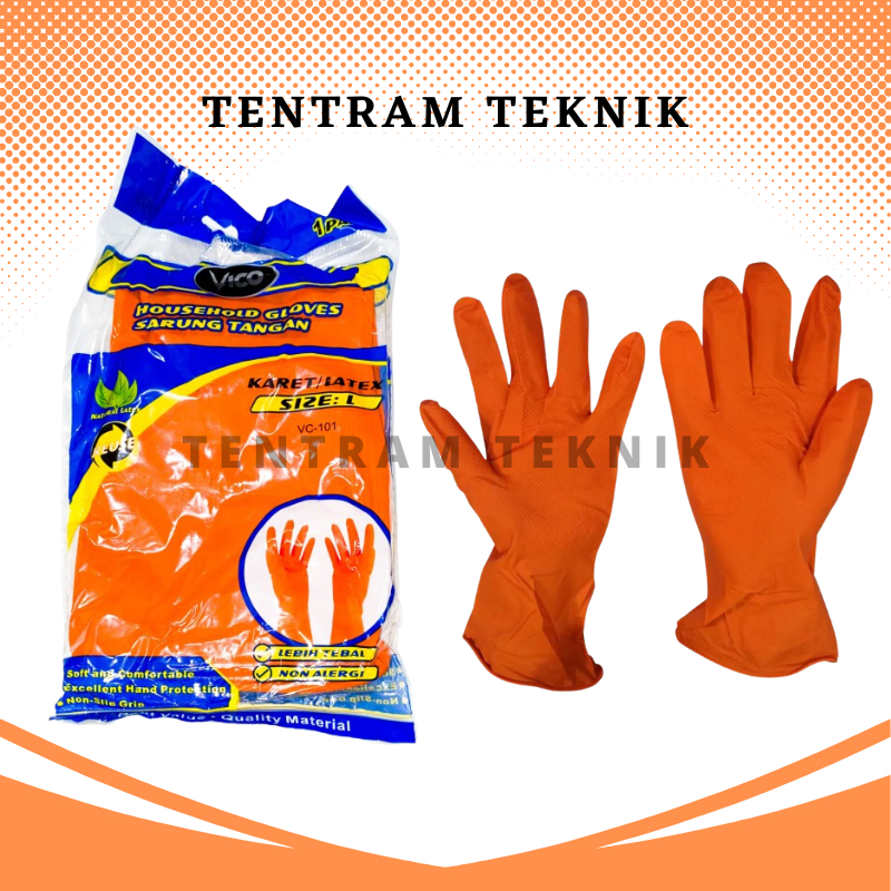 Sarung Tangan Karet XL Vico / Sarung Tangan Karet Ukuran XL Merk Vico / Sarung Tangan Latex Karet Vi