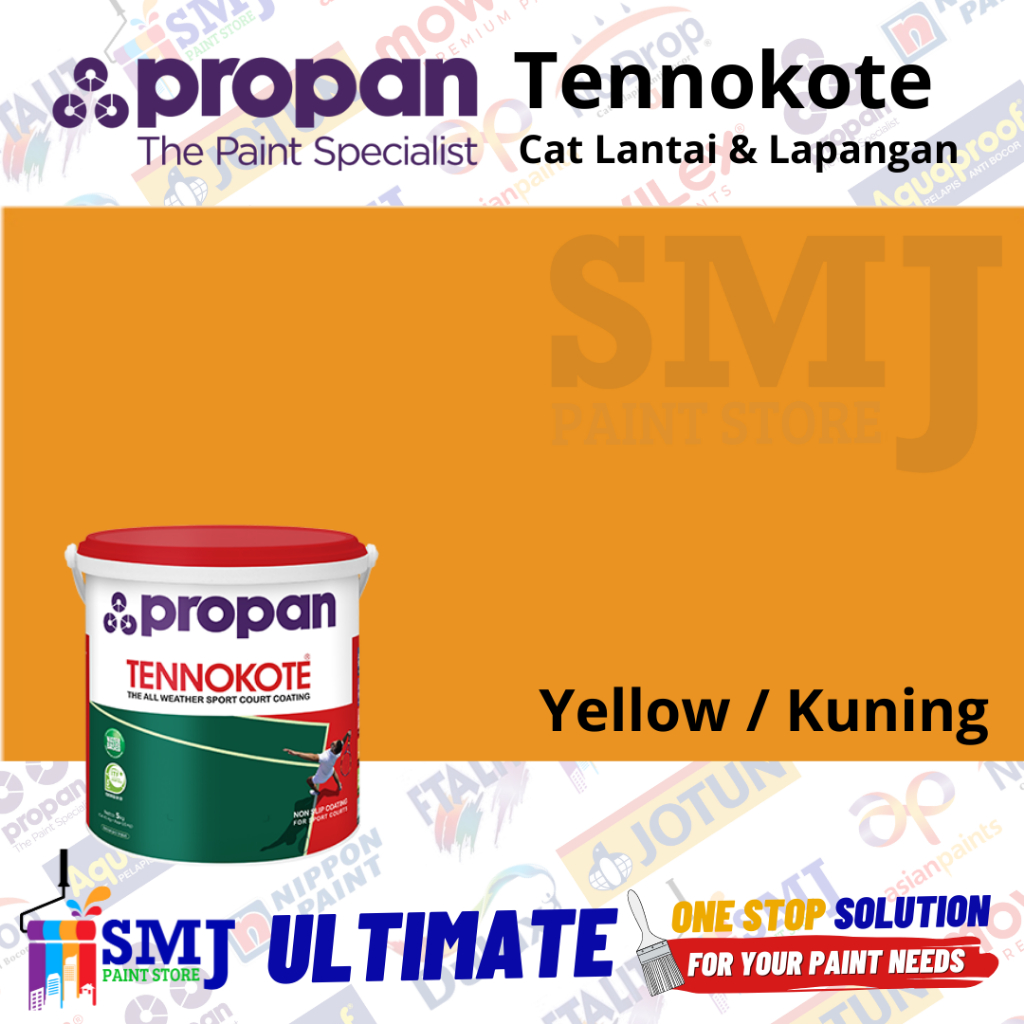 Cat Lapangan Basket, Tennis, Badminton, Futsal PROPAN TENNOKOTE Warna Kuning Yellow 5kg