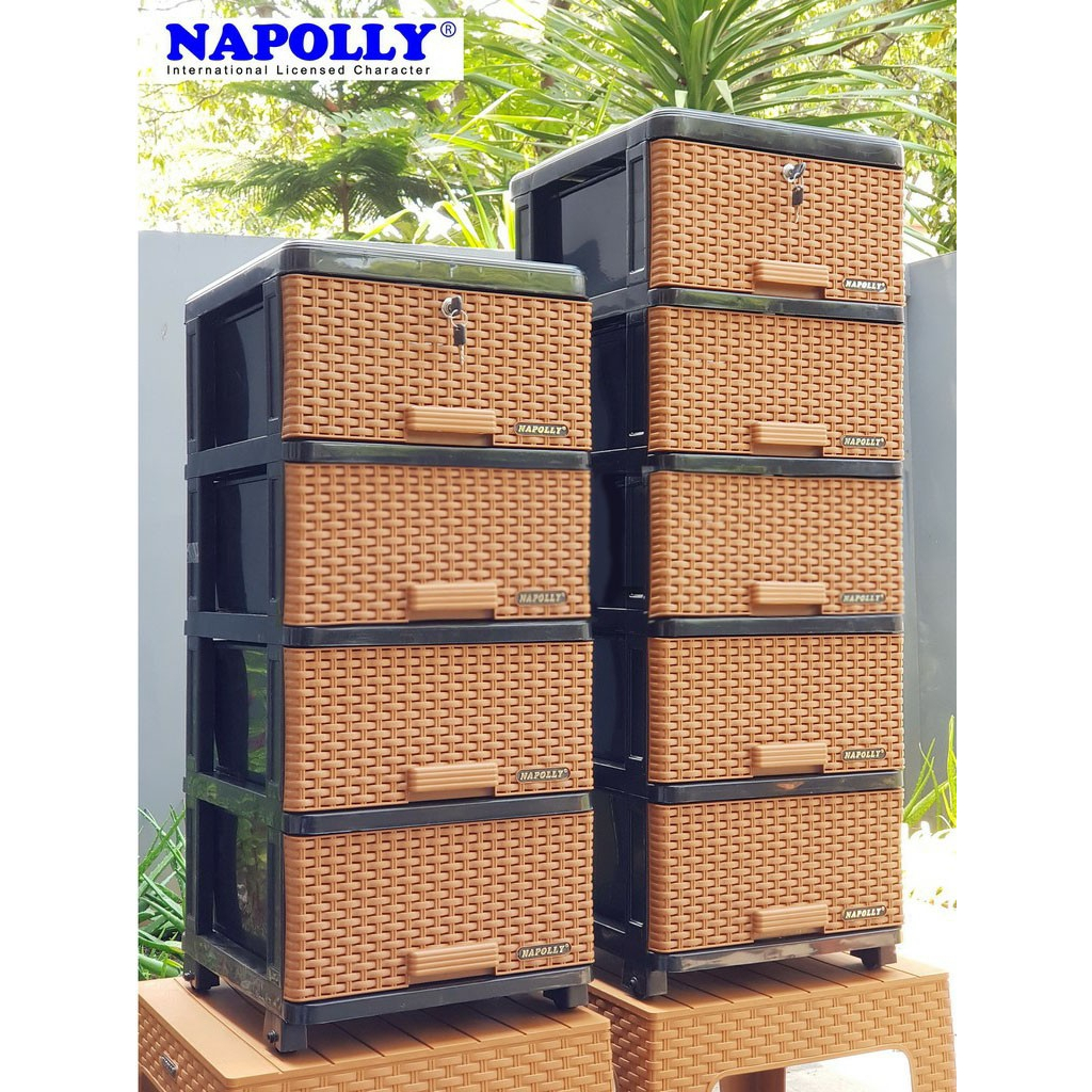 Lemari laci plastik motif rotan - NAPOLLY CONTAC-500