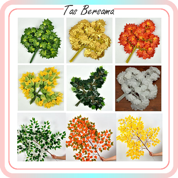 Tanaman Daun Artificial Maple Tangkai Plastik Bintang Orange daun anggur BG28