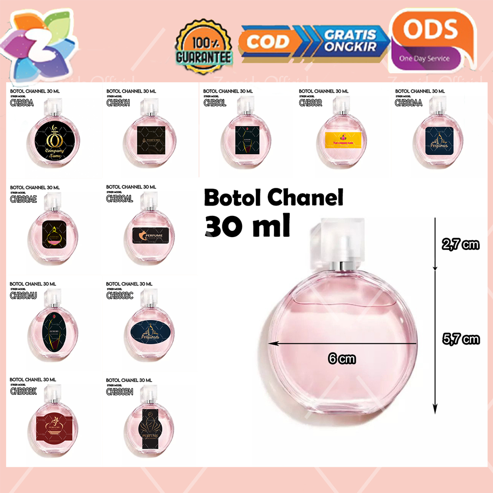 

Stiker Botol Parfum Ch Chanel 30 ml Bulat Parfume Sticker Label Custom Channel Premium Transparan