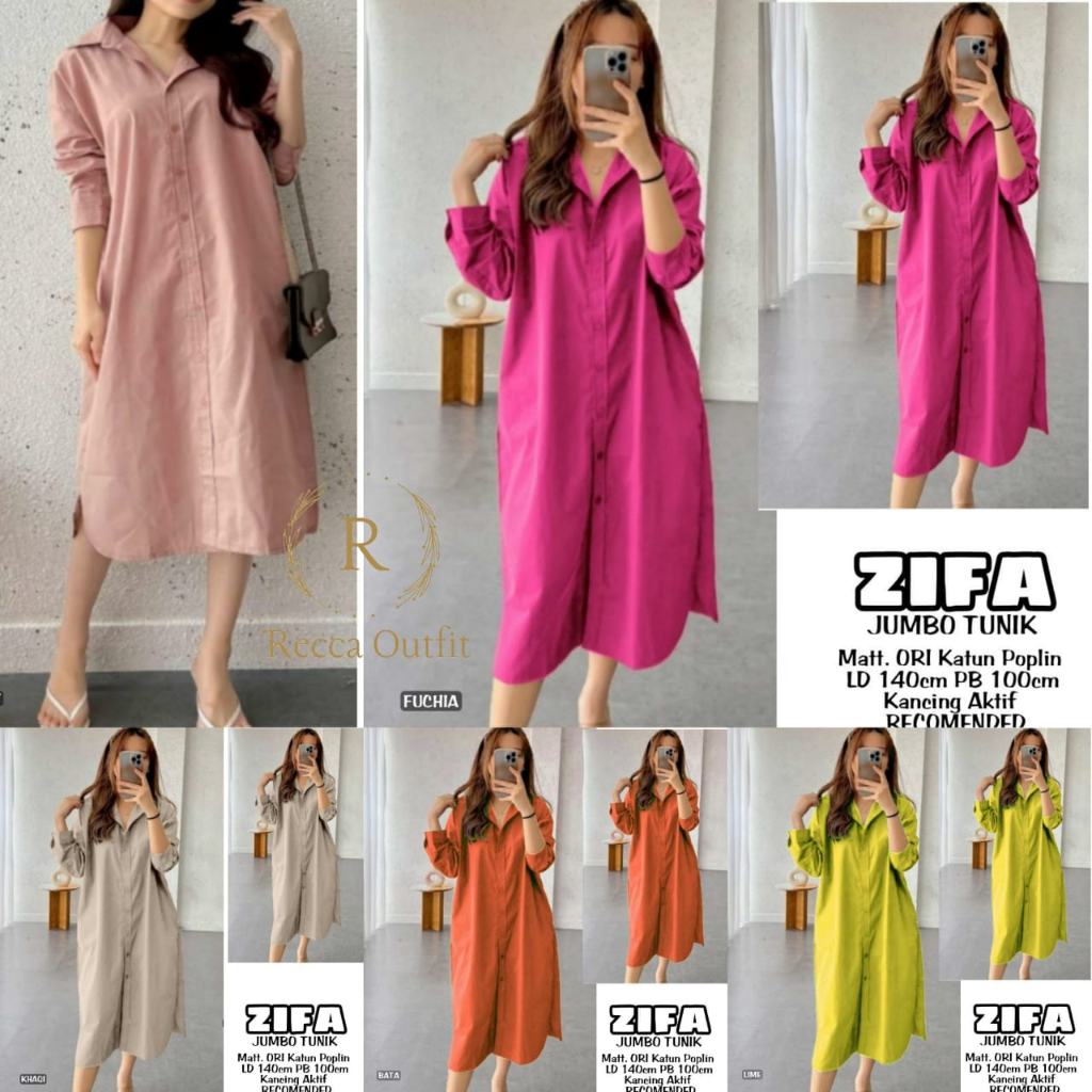 Zifa Long Tunik Super Jumbo LD 140 Atasan Wanita Polos Oversize 7XL Busui