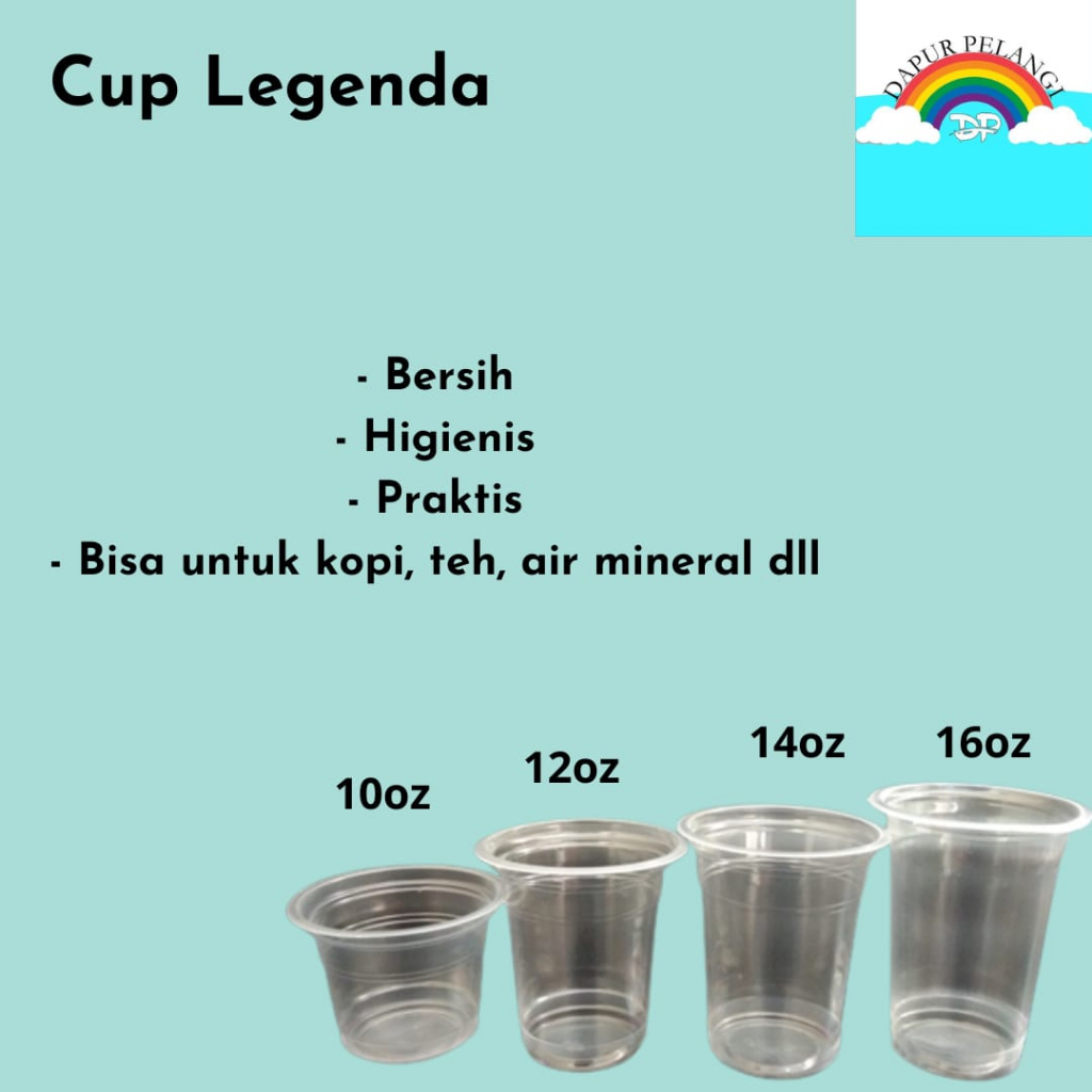 Gelas Plastik/Gelas Kopi/Gelas Pop Ice/Legenda Cup 10-16oz