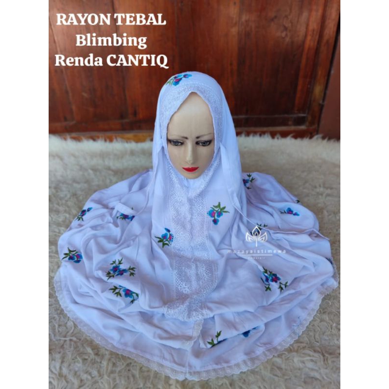 Mukena terusan rayon renda cantik bordir tabur