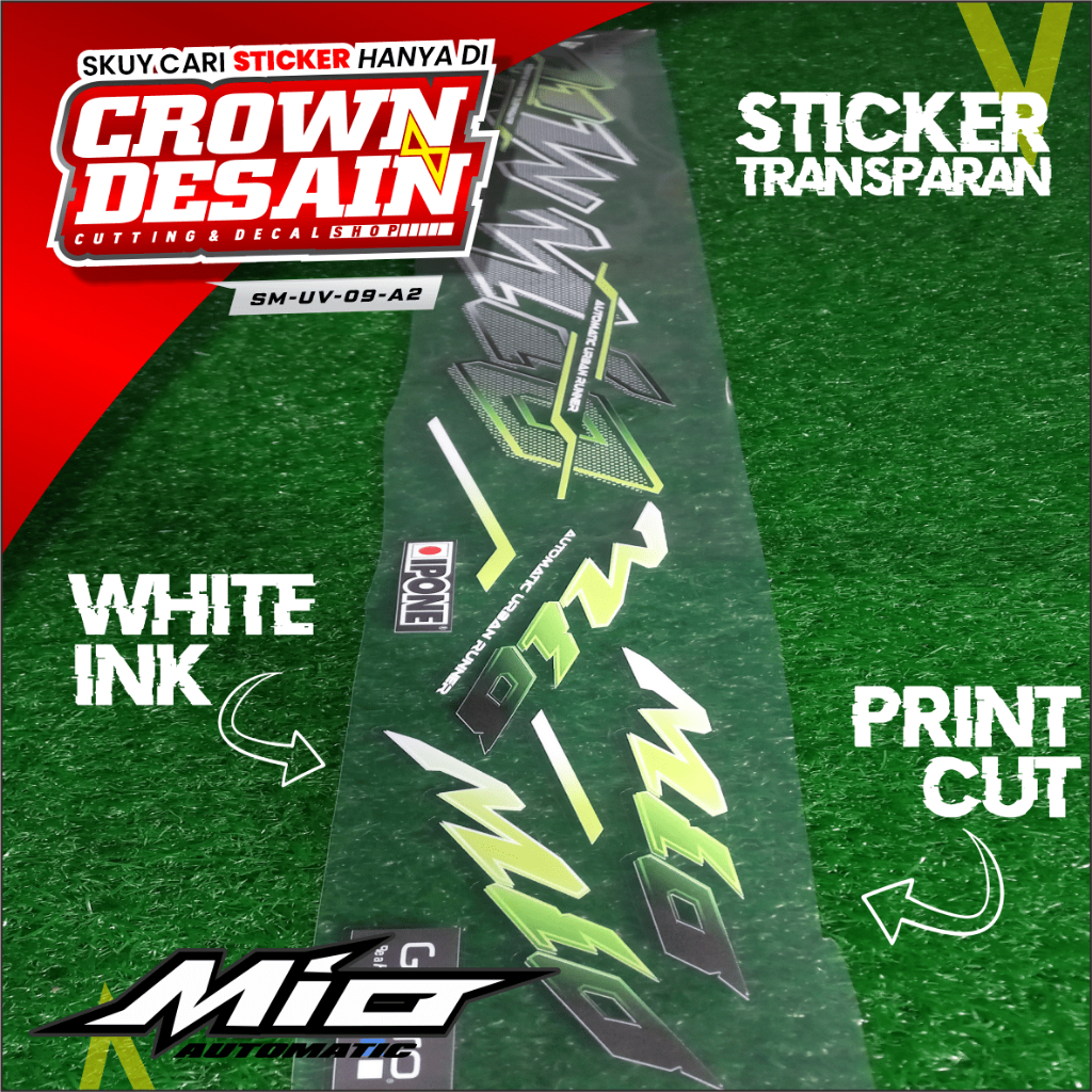 Striping Mio Sporty Variasi Transparan Stiker List Striping UV Mio Sporty/Mio Smile Lis Hijau Limite