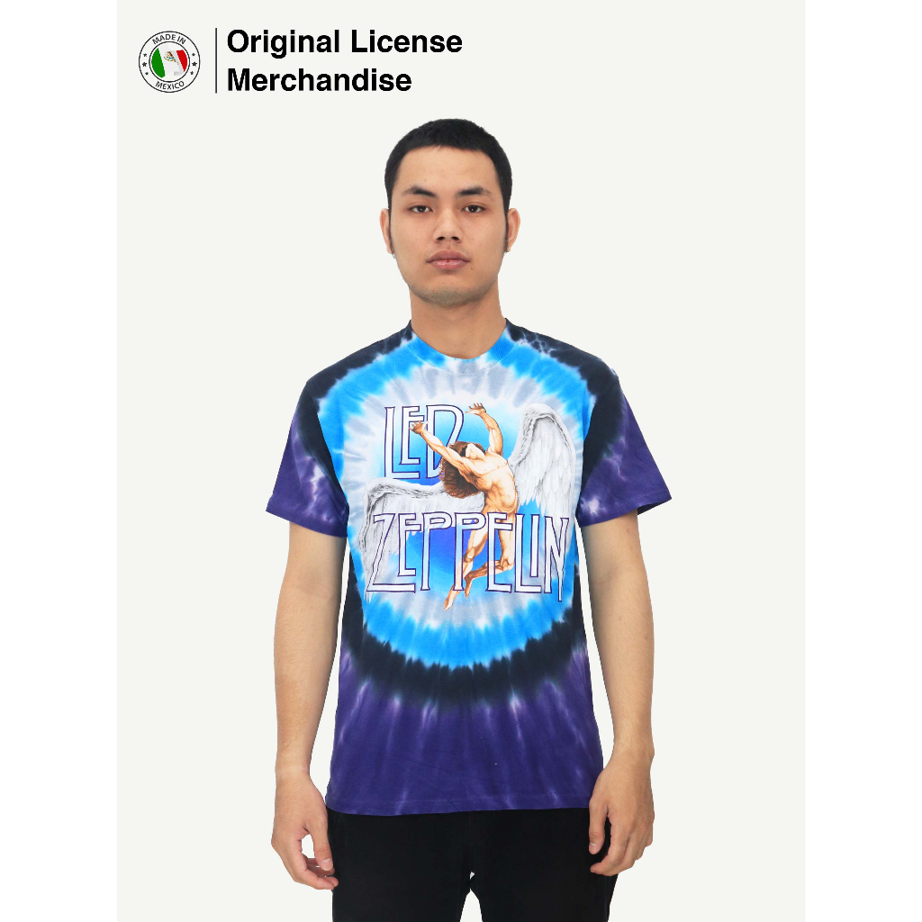 Kaos Baju Tie Dye Full Print Pendek Pria Band Musik LED ZEPPELIN Ori Swan Song