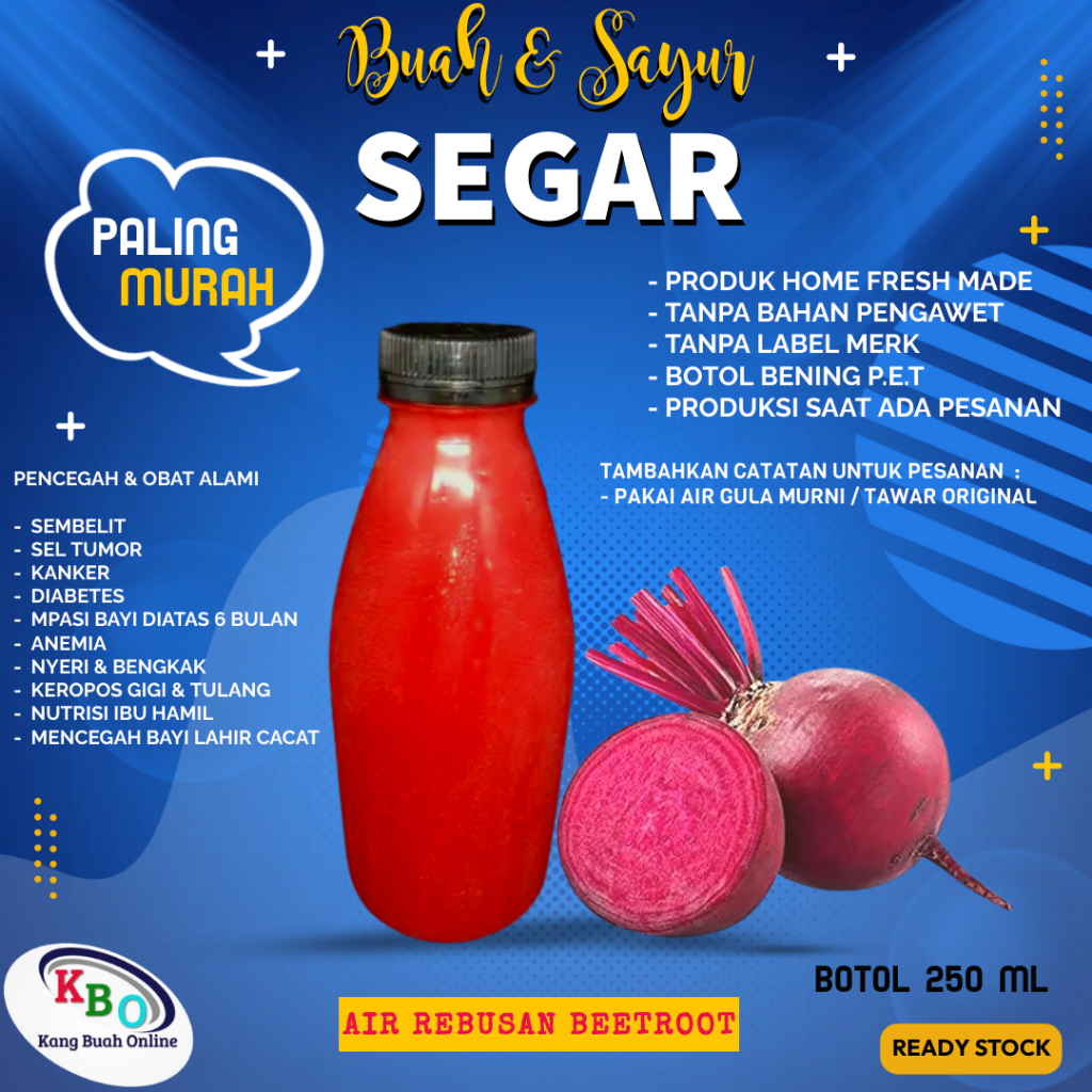 

Juice Jus Ekstrak Buah Bitrut Beetroot Beet Bit Root Rut Bitroot Segar Botol Plastik Ukuran 250 ML