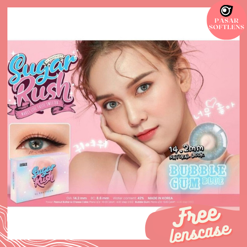 SOFTLENS SUGAR RUSH MINUS ( -4.50 S/D -6.00 ) FREE LENSCASE DIA 14.2MM BY EXOTICON / GREY BROWN BLUE