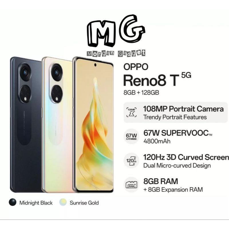 Oppo RENO 8T 5G RAM 8/128 GB baru Original Dan Bergaransi Resmi Oppo Seluruh Indonesia