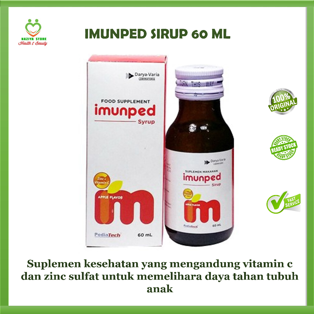 IMUNPED SIRUP 60 ML Suplemen Vitamin C & Zinc, Daya Tahan Tubuh Anak
