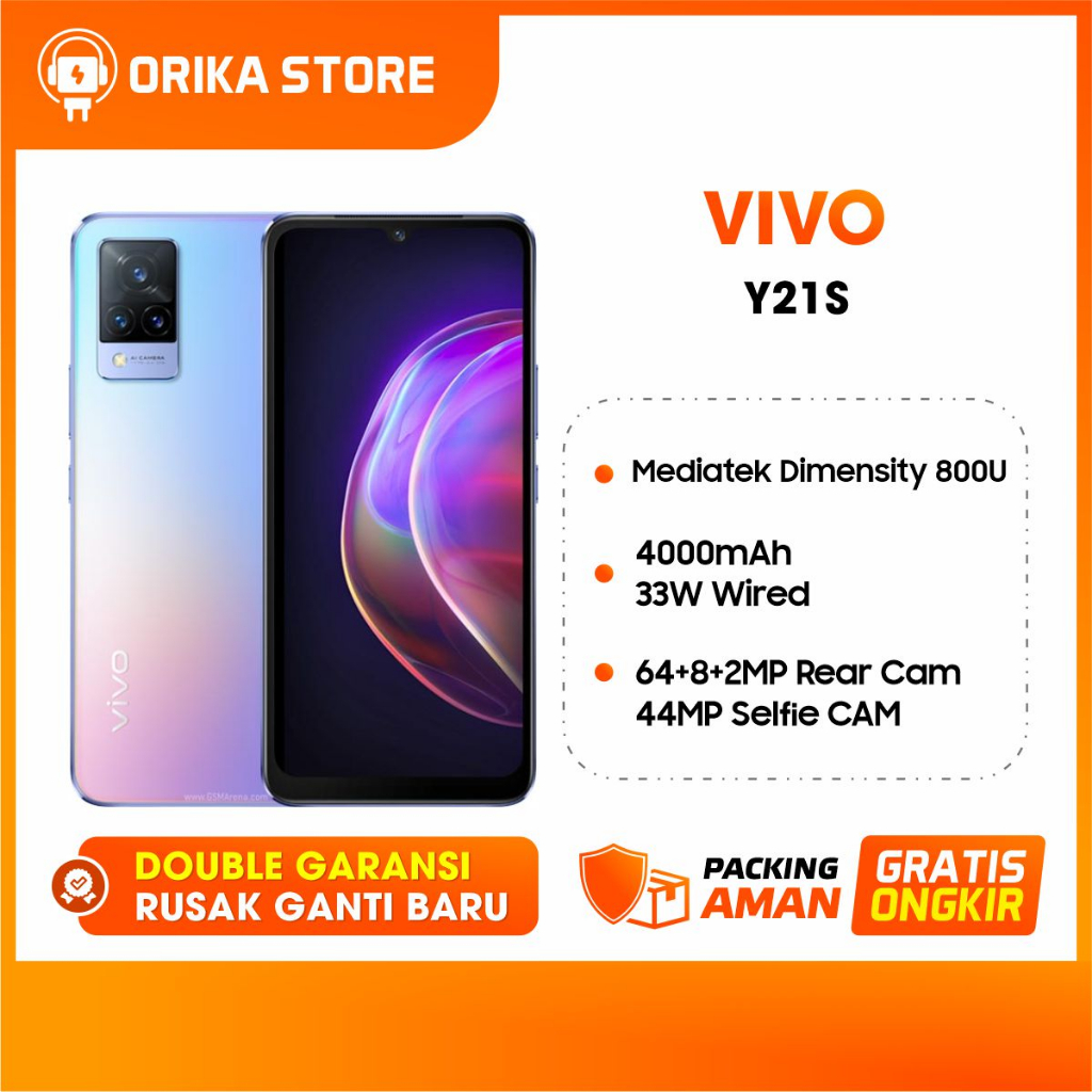 Vivo Y21S Ram 4GB + 1GB memori Internal 128GB Garansi Resmi 12 Bulan (ORK)
