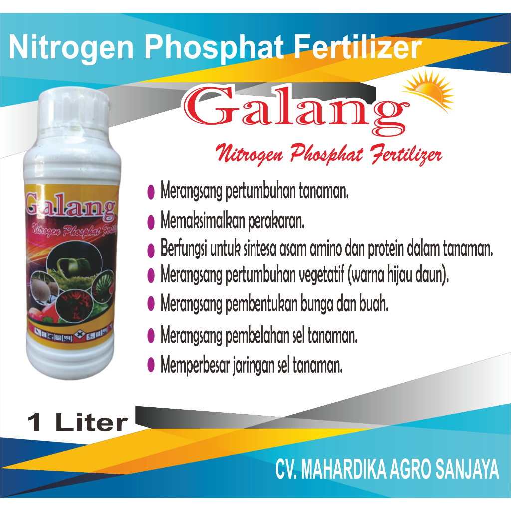 Galang Pupuk Makro Nitrogen Phosphate Liquid 1 Liter Vegetatif Generatif Power Niphos, Padi, Tomat, 
