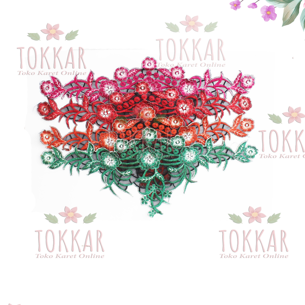 (Per Pcs) AP446 Aplikasi Bordir Tempel Bunga Cantik / Hiasan Tangan Baju / Patch Dada