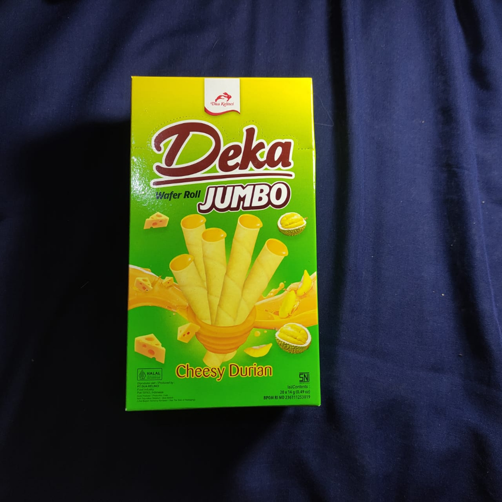 

jajan DEKA Wafer Roll Jumbo - rasa enak Cheesy Durian (20x16gr)