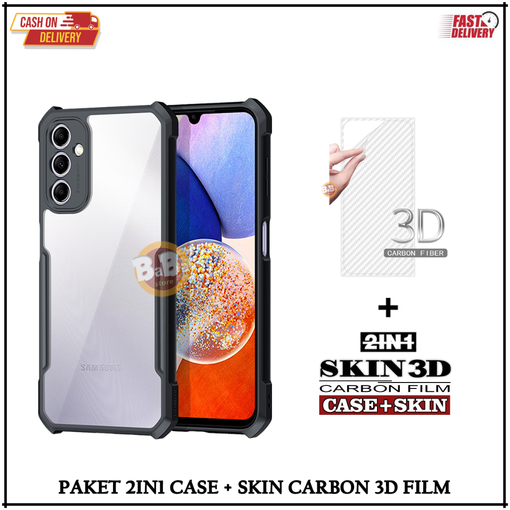 Case XUNDD Casing Samsung A13 5G/A14/A14 5G/A22 4G/A22 5G/A53/A72 Free Skin Carbon 3D Film Shockproo