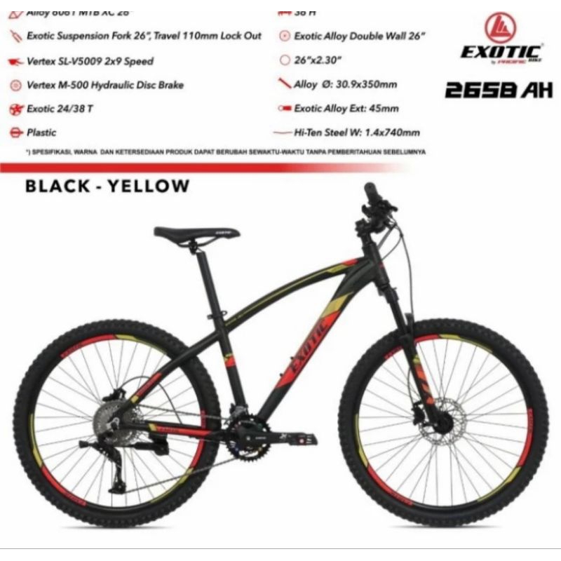 Sepeda Gunung 26 inch MTB Exotic 2658 AH 9 Speed Alloy Hydrolic