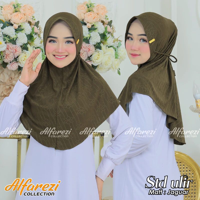 Hijab bergo tambang standar jaguar/jilbab instan standar motif daun