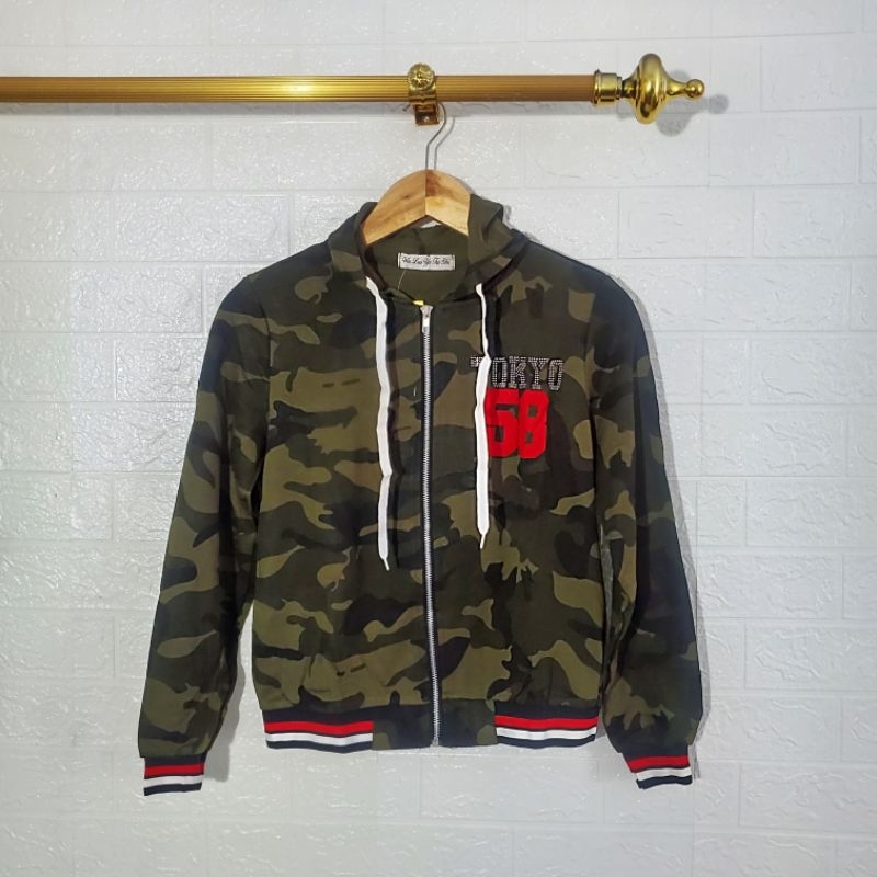 jaket army | motif loreng switer bahan kaos outer untuk wanita| normal jacket  | vintage