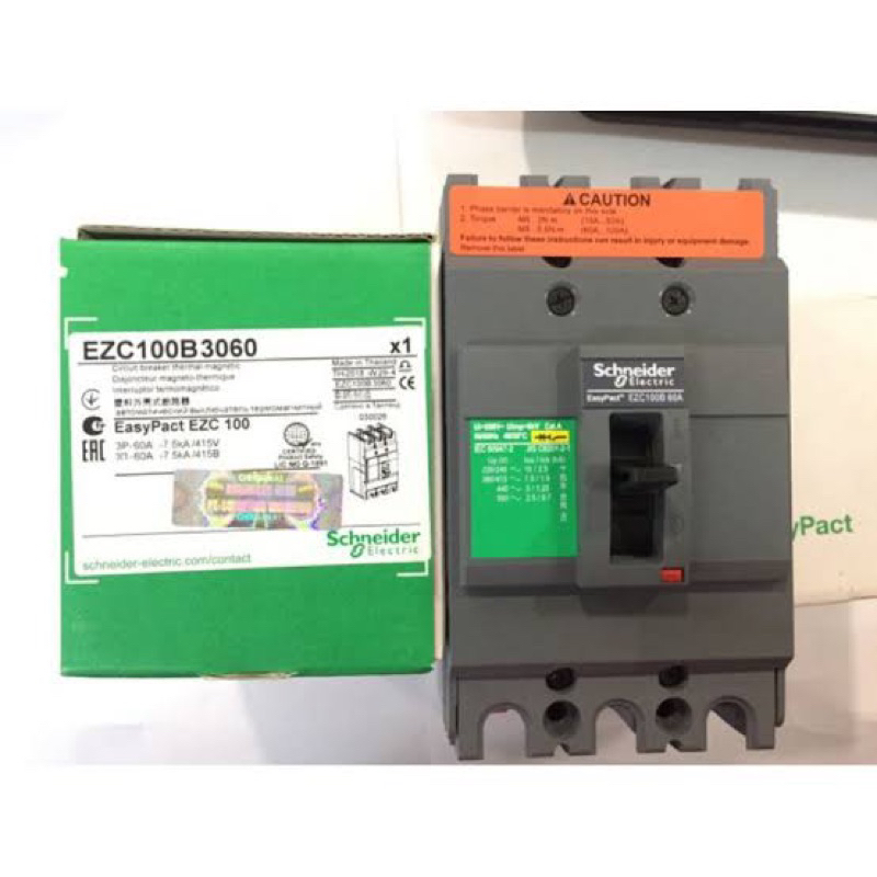 MCCB SCHNEIDER EZC100F3060 3P 60A 10KA BREAKER EZC100F 3PHASE