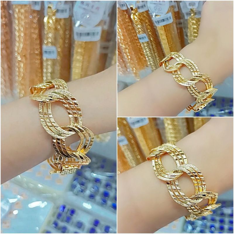 Gelang Xuping Lapis Emas 18K Anti Karat Gelang Model Rantai Ukir Terbaru .