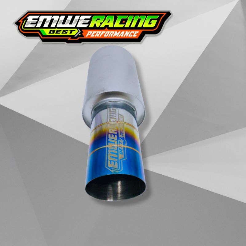 KNALPOT Mobil EMWE RACING PLONG BIRU Ngebas Adem Bulet Empuk Gahar Bass Inlet 2inc Kenalpot Mobil Av