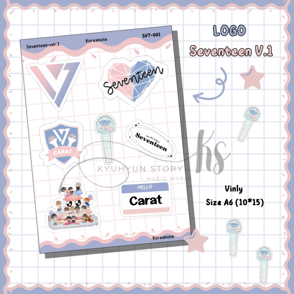Sticker Kpop Logo Seventeen Carat Stiker Vinly Deco Aesthetic Jurnal Laptop Hp Tumbler Murah Berkual