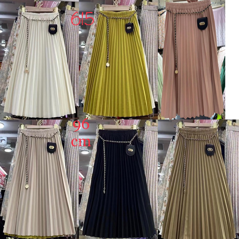 Rok Plisket Panjang, Import, Premium, Panjang 96 cm, LP 64 cm-110 cm