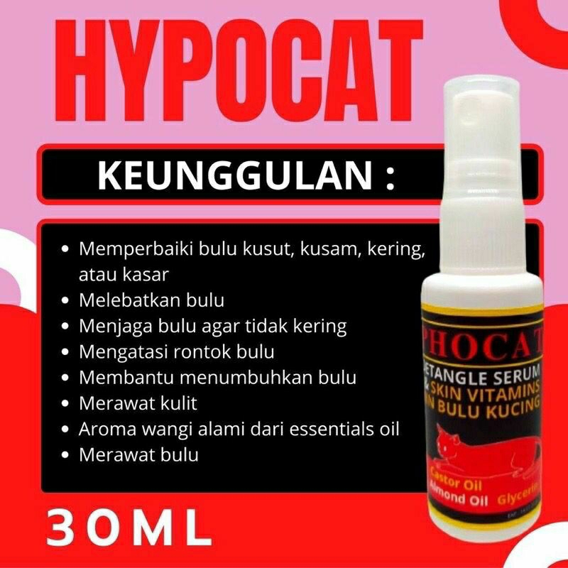 Penumbuh Bulu Kucing Vitamin Spray HYPOCAT Penumbuh dan Anti Rontok Bulu Kucing Spray Herbal Hair To