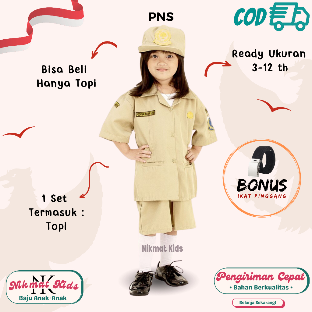 Seragam baju pns wanita perempuan baju setelan kostum stelan profesi pegawai negeri sipil anak negri