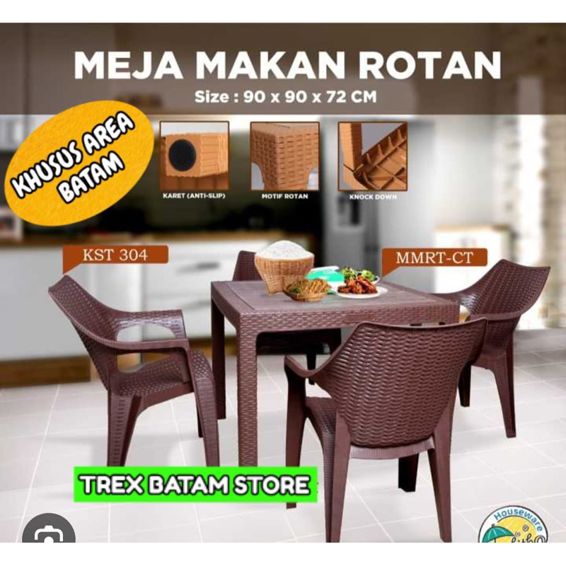 MEJA MAKAN PLASTIK 4KURSI [ BATAM ]