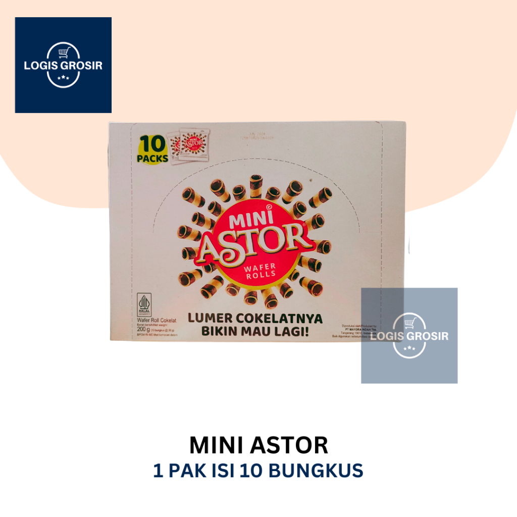 Mini Astor Wafer Rolls 10 Bungkus Pcs Coklat Cokelat Kecil Grosir